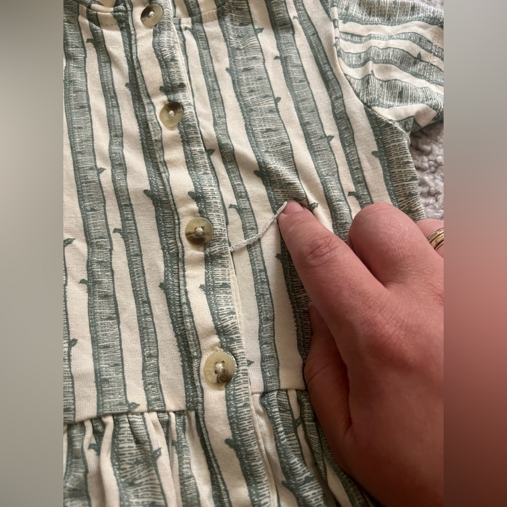 Kate Quinn Kids Pajama Set in Green and Cream Stripes - Picture 7 of 7